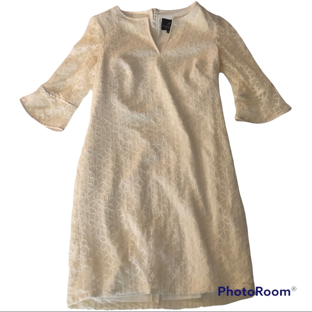 Adrianna Papell Cream Floral Lace Shift Dress